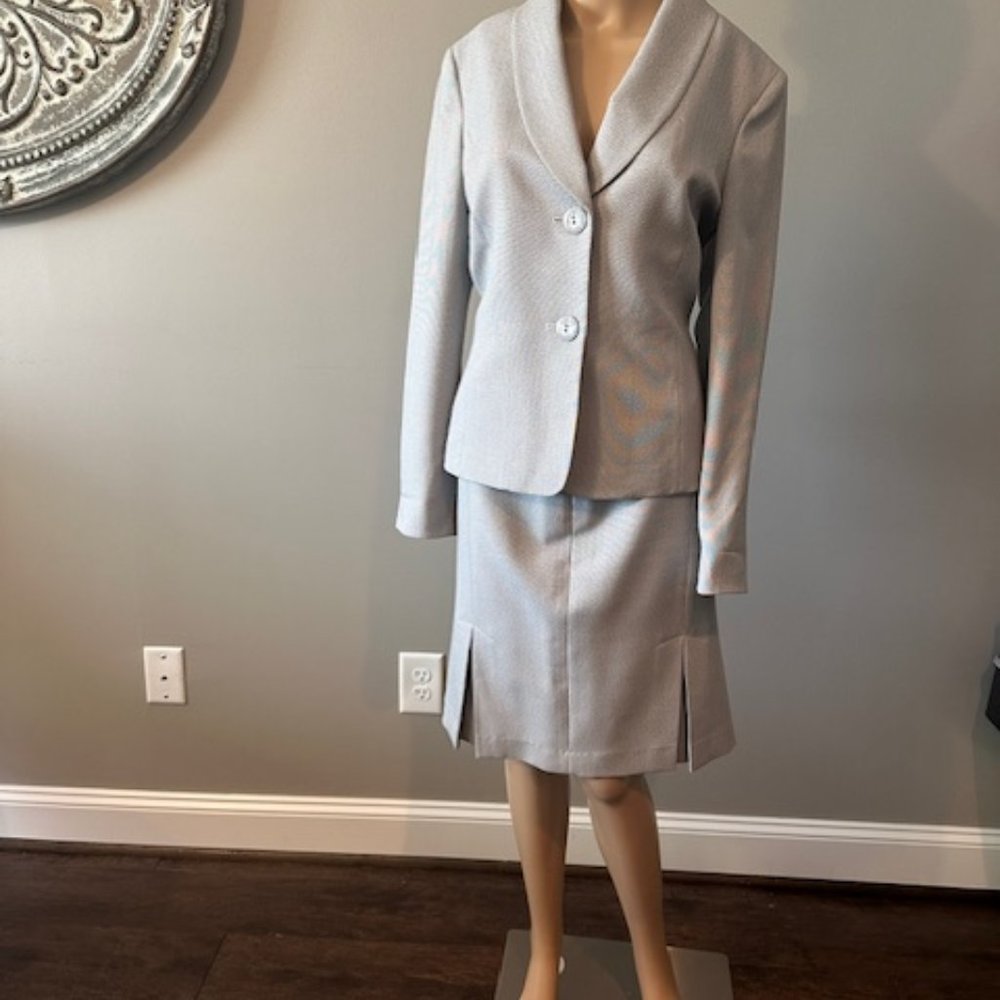 LE SUIT SAGE GREEN CHEVRON 2PC WOMEN'S SUIT